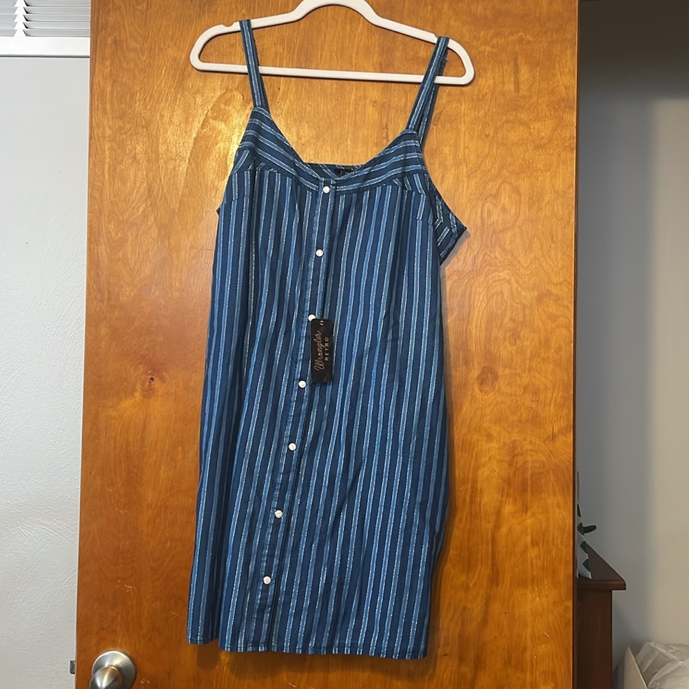 Wrangler Navy Striped Strapless Dress - Picture 4 of 4
